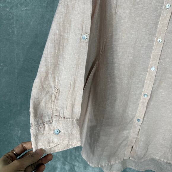 Sigrid Olsen Tunic Top Medium Pink Linen Button up - Picture 5 of 13